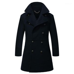 Men's Wool Blends Mens Stand Collar Winter Coat Fashion Male Long Trench Breasted Man Peacoat En Over280n