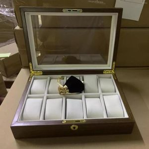 Bekijk dozen Vintage Slot Box weergave Case Sieraden Verzameling Opslag Messing Lock Desktop Dust proof Dresser Protective Organizer