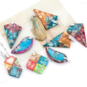 Pendant Necklaces 2 Pcs Natural Stone Pendants Green Serpentines Sea Sediment Jaspers Charms Jewelry Making DIY