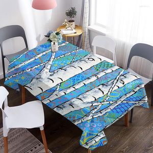 Table Cloth Tablecloth Birch Tree Forest Pattern Waterproof Coffee Oxford Fabric Cover Wedding Decoration Picnic Blanket