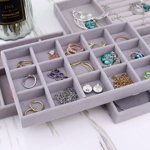 Jewelry Pouches Velvet Storage Box Portable Ring Earrings Necklace Organizer Tray Drawer Stackable Exquisite Holder