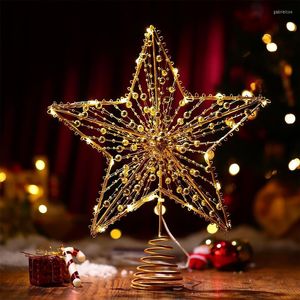 Noel Süslemeleri Ağaç Yıldız Topper Boncuklu Hoş Işık Noel Dekorasyon Navidad Süsler 2023 Yıl Dekor Natal Noel