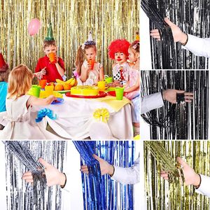 Decoração de festa Rain Tinsel Foil Curtain Supply Decor de casamento pendurado Pozone Birthday Part Adult Anniversary Chuveiro Parede