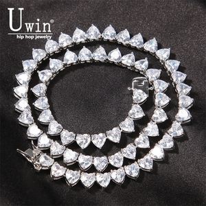Pendant Necklaces Uwin Heart Tennis Chain 6mm Choker Micro Paved Iced Out Cubic Zirconia Luxury Bling Charm Vintage Short Necklace 221020