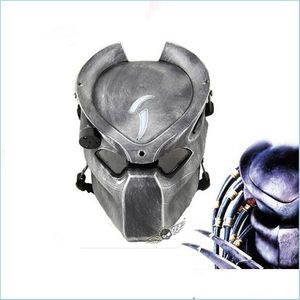 Máscaras de festa Alien vs Predator Lonely Wolf com lâmpada ao ar livre de guerra de guerra tática FACH FACE CS Halloween Party Cosplay Horror Mask Y200103 DHCZK