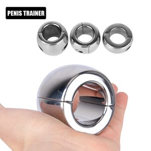 Articoli di bellezza Scrotum Pendant Ball Penis Trainer Restraint Cock Lock Ring Giocattoli sexy per uomini Barelle per pesi testicoli Acciaio inossidabile