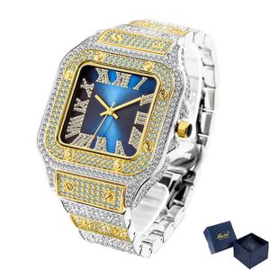 Orologio Bling Iced Out di alta qualità per uomo Hip Hop Rapper Quartz Orologio da uomo Clasic Square Case Diamond Reloj Hombre Dropship Regalo di compleanno