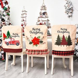 Capas de cadeira 2022 Christmas Creative Cartoon Car Linen Capa Decorações alegres para ornamentos de Natal em casa material de festa Navidad