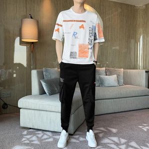 Men's Tracksuits Men's 2022 Spring And Summer Light Mature Short Sleeve T-shirt Korean Fashion Clothes Ruffian Handsome Casual Trousers