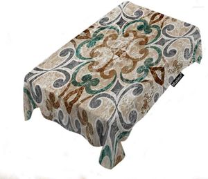 Table Cloth Paisley Vintage Floral Italian Tile With Moroccan Flower Covers Polyester Fabric Decorative