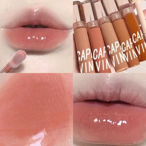 Läppglans rosa klart spegelvattenglasyr transparent vattentät glansig flytande läppstift röd färg makeup koreansk maquillaje