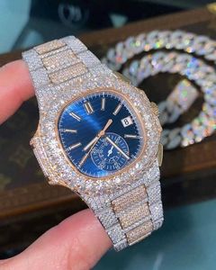 腕時計D66 Luxury Mens Watch 4130 Movement Watch for Men 3255 Montre de Luxe Mosang Stone Iced1Gia Watch Diamond Watchs Wristwatch