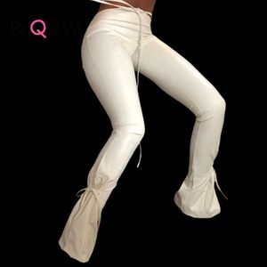 Kadın Tozluk Baqgw moda bayanlar legging pu deri pantolonlar beyaz siyah dantel gotik uzun pantolonlar kadın yüksek bel seksi içi boş skinny pantolon T221020