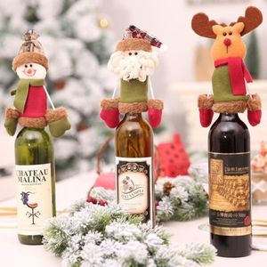 Christmas Wine Bottle Cap Set Cover Decorations Hanging Ornaments hat Xmas Dinner Party Home Table Wholesale