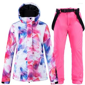 Skiing Suits Thick Warm Ski Suit For Women Waterproof Windproof Snowboard Jacket And Outdoor Pant Winter Street Wear