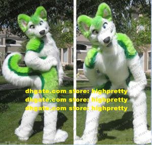Plush Furry Green Husky Dog Fox Wolf Fursuit Mascot Costume Adult Cartoon Character Outfit Mega-event Advertising Drive zz7596