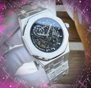 Orologi da uomo popolari con scheletro cavo a due pin Movimento meccanico automatico da 42 mm Acciaio inossidabile 904L Carica automatica Orologio da polso elegante e luminoso montre de luxe