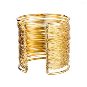 Bangle Boho Gold Big Metal Color Otwarcie Mankiet Bransoletka Bransoletka Ramię biżuteria Prezenty dla kobiet mężczyzn Banles