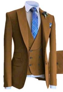 Eccellente Ginger Groom Smoking Peak Risvolto Slim Fit Groomsmen Abito da sposa Giacca da uomo eccellente Blazer 3 pezzi Suit