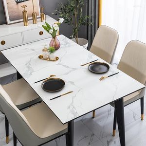 Table Cloth 2022 Pu Leather Marbling Tablecloths Waterproof Oilproof Coffee Desk Mat Kitchen Textiles Placemats Pad Cover