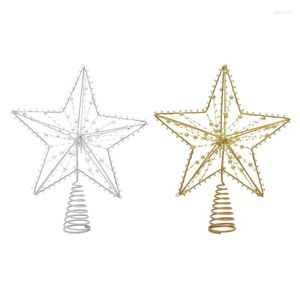 Weihnachtsdekorationen Baum 5-zackiger Stern mit LED-Licht Gold Glitter Dekor für Dekoration Bäume B03D