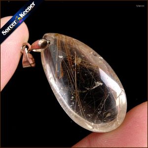 Naszyjniki wisiorek rzadkie naturalne kwarc złoto rutylowane kryształ ogrodowy Naszyjnik Minerały Minerały rybne PS356