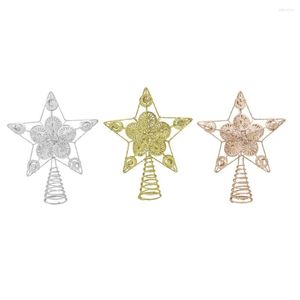 Dekoracje świąteczne 1PCS Star Tree Topper Gold Decoration Xmas Top Ornament Błyszczący rok 2023