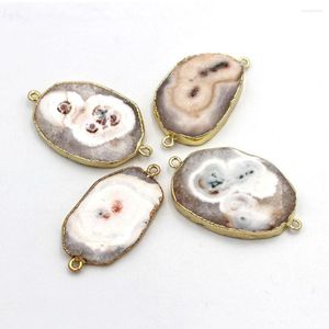 Colares pendentes 5pcs bordas de ouro arestas naturais druzy agate cluster de pedra conectores de pedra branca stalactite líquido solar encantos