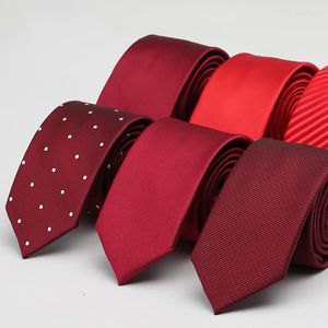 Bow Ties Brand Groom Wedding Tie Red 6cm Silke For Men Business Suit Work Slips Fashion Party Engagement Neck Present Box