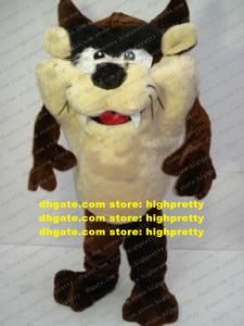 Fancy Brown Tazz Monster Mascot Costume Mascotte Monstrosity Freak Dog con naso tondo nero Barba folta Adulto No.634