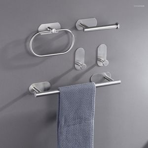 Bath Accessory Set Bathroom Hardware Towel Rail Bar Rack Toilet Paper Holder Hooks No Drill