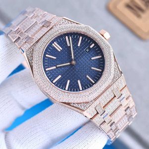 Armbandsur handgjorda av diamanter titta på män automatisk mekanisk klocka 41 mm med diamantspäckt stål safirbusiner armbandsur Montre de luxes54BOZ34