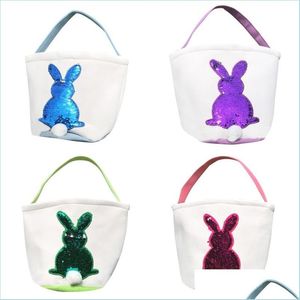 Other Festive Party Supplies Sequin Easter Bunny Baskets Rabbit Handbags Canvas Printed Storage Bag Gift Sequins Candy Bags Drop D Dh46T