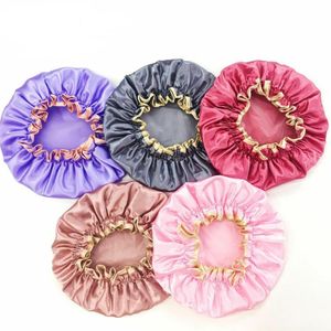 Lovely Thick Shower Caps Satin Hats Colorful Bath Shower-Cap Hair Cover Double Waterproof Bathing Cap Wholesale SN4987