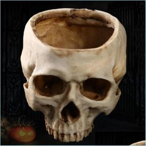 Planters Pots Resin Crafts Human Tooth Teaching Skeleton Model Halloween Home Office Flower Planter Skl Pot Decoration 220614 Drop Dhh9T