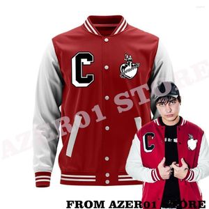 Hoodies masculinos xplr colby brock vermelho varsity jaqueta merch inverno masculino/feminino uniforme de beisebol com capuz halloween cosplay moletom casaco