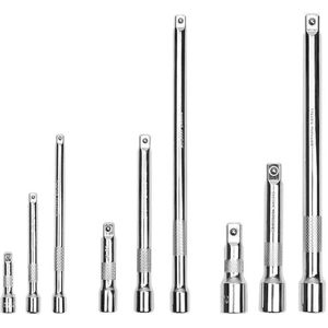 Professionella handverktygssatser Beau-9-Piece Extension Bar Set 1/4 tum 3/8 och 1/2 Drive Socket Extensions Chrome Vanadium Steel Ball End