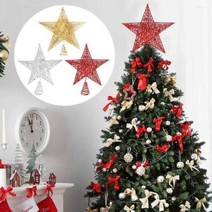 Decorazioni natalizie Albero in cima Stella Ornamenti glitter dorati Anno Navidad a cinque punte Natale