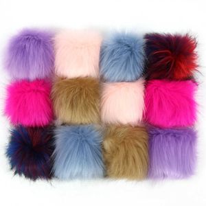 Inne akcesoria modowe 12PCS 8cm Fur Pompom Fluffy Plush Crafts POM Pomballs with Snap Button Furball Sewing Sewing Fałszywe włosy Furball Fur Hat Ball T221020