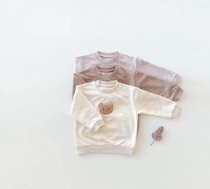 Shirts 2022 Autumn Arrivel Infant Baby Hoodie Tops Toddler Girls Bear Embroidery Sweatshirts Boys Clothes Aged 9M-3T