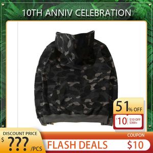 Herren-Kapuzenpullover, Sweatshirts, Herren-Kapuzenpullover, Designer-Sweatshirt, durchgehender Reißverschluss, Kapuzenpullover für Mann und Frau, schwarzer Hai, Camouflage, modisch, Hip-Hop, langärmelig, M-XXL