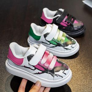 Athletic Shoes Girls Sport For Children Leather Flats Kids Sneakers Fashion Soft Fluorescent Beet Light Princess