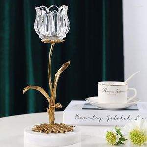 Candle Holders Metal European Creative Holder Luxury Unique Vintage Glass Candlestick Dinner Table Candelabros Household Products