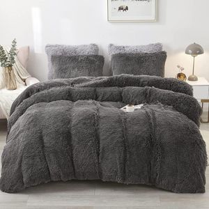 Bedding Sets Fluffy Comforter Cover Bed Set Faux Fur Fuzzy Duvet Luxury Ultra Soft Plush Shaggy 3 Pieces