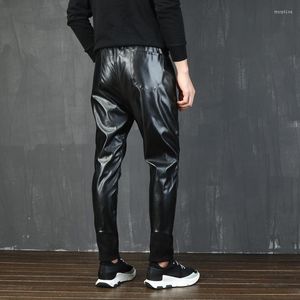 Herrbyxor Herrläderbyxor Motorcykel Manlig elastisk midja Harem Män Pantalon Homme kläder 2022 Streetwear