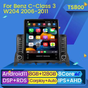 CAR DVD Radio Player GPS Nawigacja BT Multimedia Carplay DSP Android 11 dla Mercedes Benz C Class 3 W204 S204 2006-2011