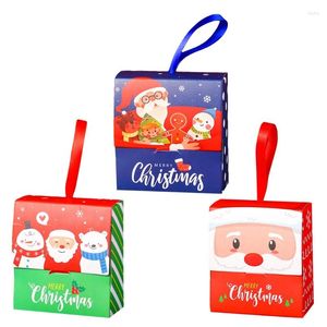 Decorações de Natal ue Caixa de presente criativa de doces com alças pequenos cookies de biscoito desenho animado Santa Recipiente de embalagem