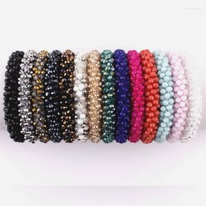 Bangle Zwpon Fashion Mix Color Spiral Facetter Glas Crystal Beads Armband för kvinnelasticitet Bangles smycken