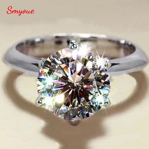 Обручальные кольца Smyoue GRA Сертифицировано 5CT VVS1 Round Lab Diamond Solitaire для женщин обручальное обещание Группа ювелирные изделия 221020