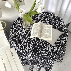 Tischdecke im koreanischen Stil, Zebra-Muster, schwarz-weiß, Hit-Tischdecke, Nachttisch-Kissen, Sofa-Handtuch, weiches Schlafzimmer, Hintergrund-Tropfen